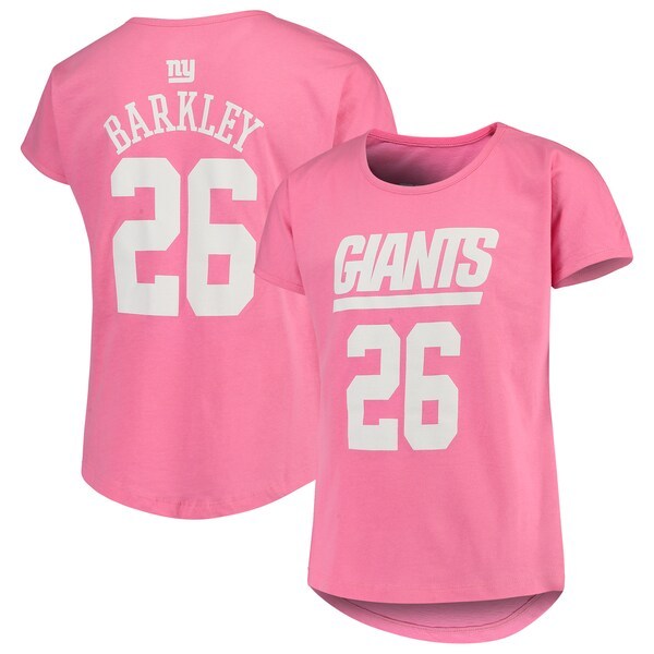 Saquon Barkley New York Giants Girls Youth Dolman Mainliner Name & Number T-Shirt - Pink