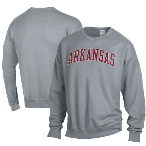 Arkansas Razorbacks ComfortWash Garment Dyed Fleece Crewneck Pullover Sweatshirt - Gray