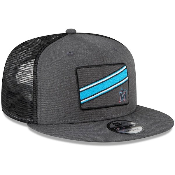 Miami Marlins New Era Slant Trucker 9FIFTY Snapback Hat - Charcoal