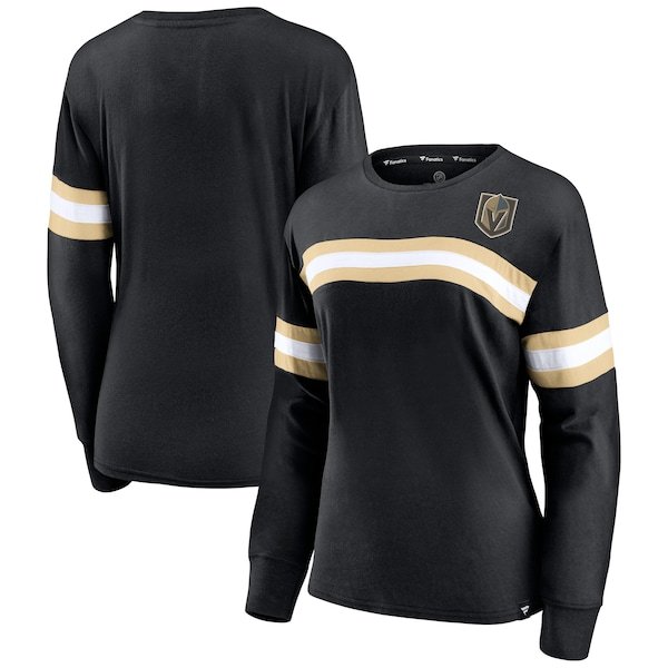 Vegas Golden Knights Fanatics Branded Women's Block Party Primary Logo Fashion Long Sleeve T-Shirt - Black