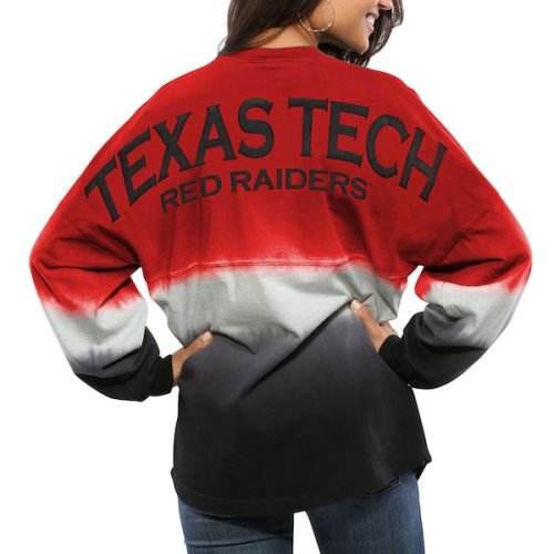 Texas Tech Red Raiders Women's Ombre Long Sleeve Dip-Dyed Spirit Jersey - Red