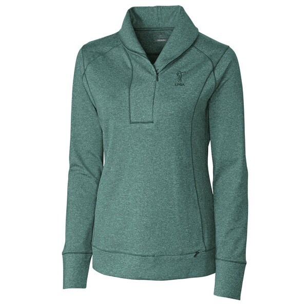 LPGA Cutter & Buck Women's Shoreline Half-Zip Pullover Jacket - Heather Green