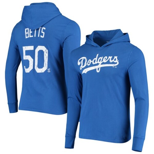 Mookie Betts Los Angeles Dodgers Majestic Threads Softhand Player Long Sleeve Hoodie T-Shirt - Royal