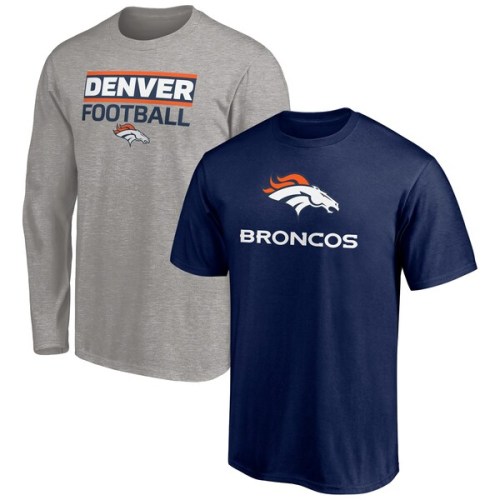 Denver Broncos Fanatics Branded T-Shirt Combo Set - Navy/Heathered Gray