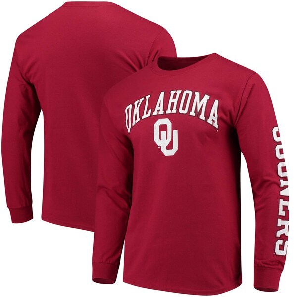Oklahoma Sooners Fanatics Branded Distressed Arch Over Logo Long Sleeve Hit T-Shirt - Crimson