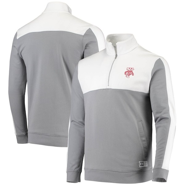 Wisconsin Badgers Under Armour Game Day All Day Fleece Half-Zip Jacket - White