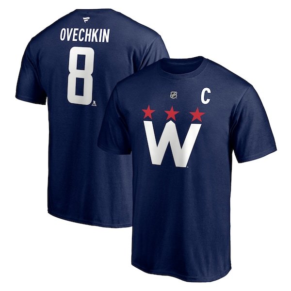 Alexander Ovechkin Washington Capitals Fanatics Branded Authentic Stack Player Name & Number 2020/21 Alternate T-Shirt - Navy