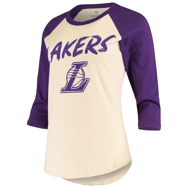 LeBron James Los Angeles Lakers Fanatics Branded Women's Raglan 3/4-Sleeve T-Shirt - Cream