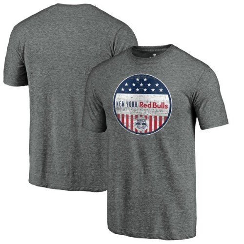 New York Red Bulls Fanatics Branded Americana Parade Pin Tri-Blend T-Shirt - Gray
