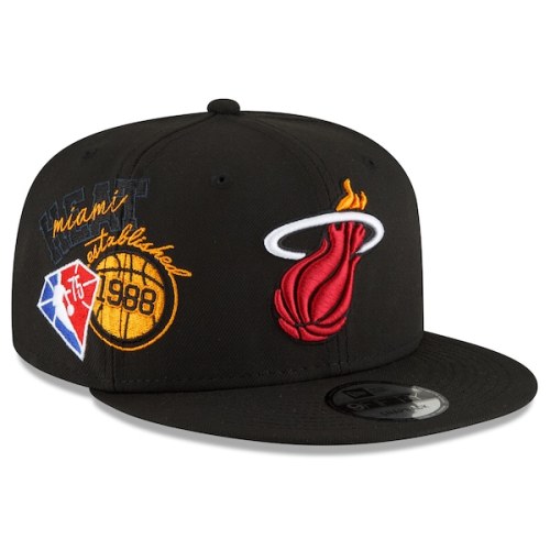 Miami Heat New Era Back Half 9FIFTY Snapback Adjustable Hat - Black
