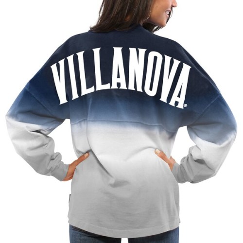 Villanova Wildcats Women's Ombre Long Sleeve Dip-Dyed Spirit Jersey - Navy