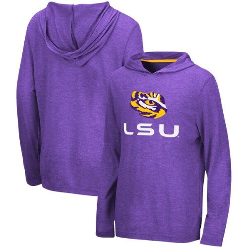 LSU Tigers Colosseum Youth Team Lockup Long Sleeve Hoodie T-Shirt - Heathered Purple
