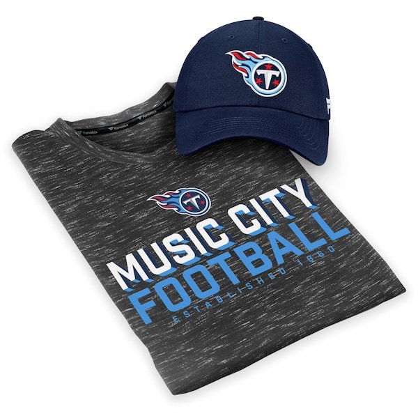Tennessee Titans Fanatics Branded Team T-Shirt and Adjustable Hat Combo Set - Navy/Heathered Black
