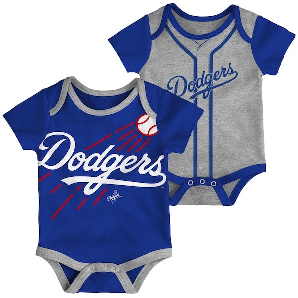Los Angeles Dodgers Infant Double 2-Pack Bodysuit Set - Royal/Heathered Gray