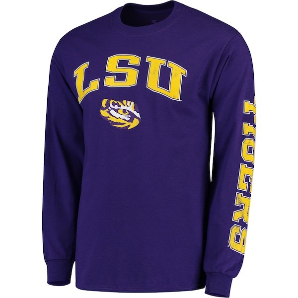 LSU Tigers Fanatics Branded Distressed Arch Over Logo Long Sleeve Hit T-Shirt - Purple
