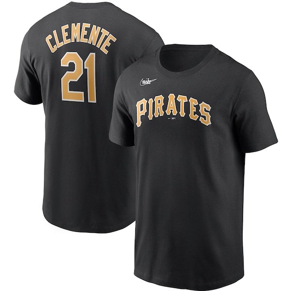 Roberto Clemente Pittsburgh Pirates Nike Cooperstown Collection Name & Number T-Shirt - Black