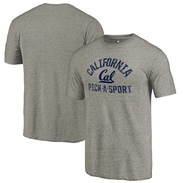 Cal Bears Fanatics Branded Distressed Pick-A-Sport Tri-Blend Sleeve T-Shirt - Ash