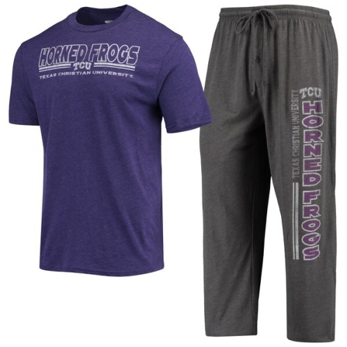 TCU Horned Frogs Concepts Sport Meter T-Shirt & Pants Sleep Set - Heathered Charcoal/Purple