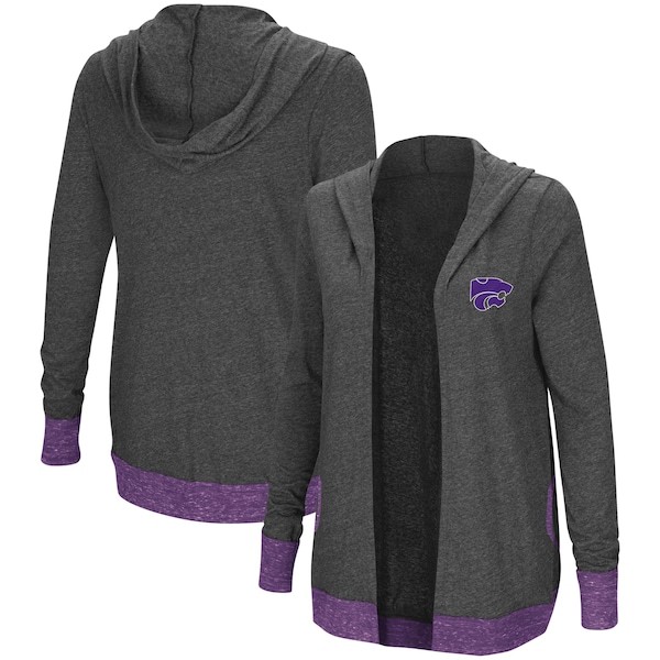 Kansas State Wildcats Colosseum Women's Steeplechase Open Cardigan with Hood - Charcoal