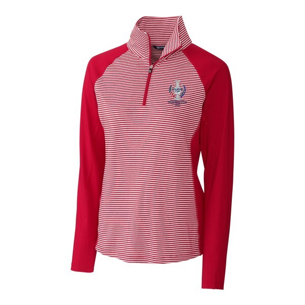 Cutter & Buck Women's 2021 Solheim Cup Forge Stripe Stretch Half-Zip Pullover Jacket - Red/White