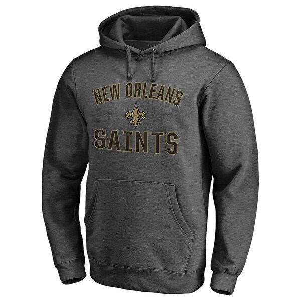 New Orleans Saints Fanatics Branded Victory Arch Team Pullover Hoodie - Heathered Charcoal