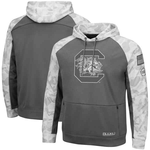 South Carolina Gamecocks Colosseum OHT Military Appreciation Tonal Raglan Pullover Hoodie - Gray/Arctic Camo