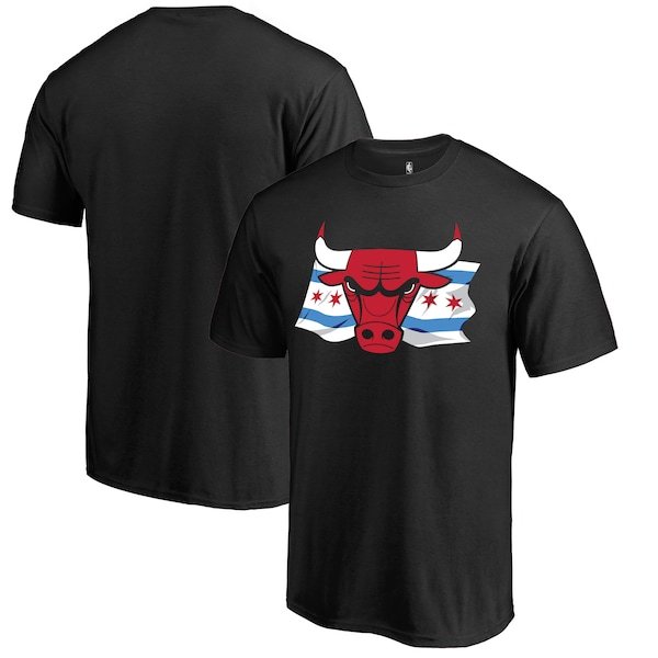 Chicago Bulls Fanatics Branded Black Hometown Collection Chicago Flag T-Shirt