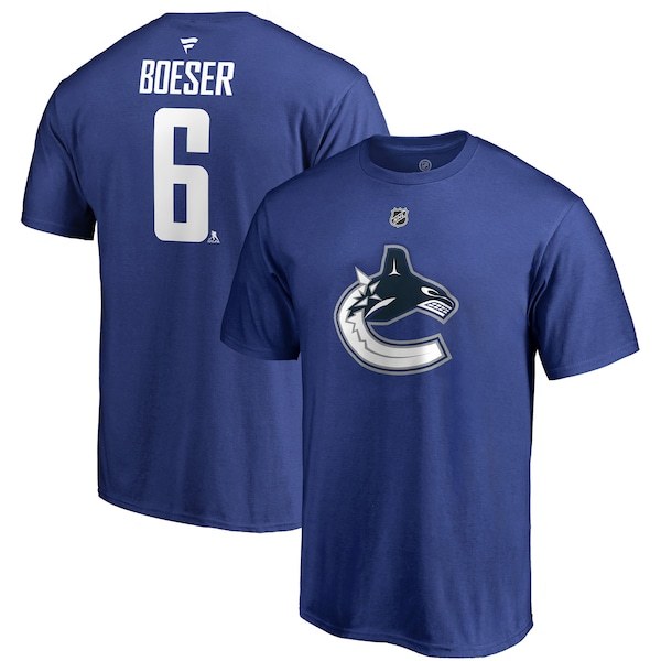 Brock Boeser Vancouver Canucks Fanatics Branded Authentic Stack Player Name & Number T-Shirt - Blue