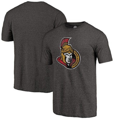 Ottawa Senators Distressed Team Primary Logo Tri-Blend T-Shirt - Black
