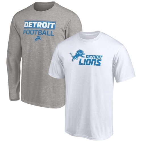 Detroit Lions Fanatics Branded T-Shirt Combo Set - White/Heathered Gray
