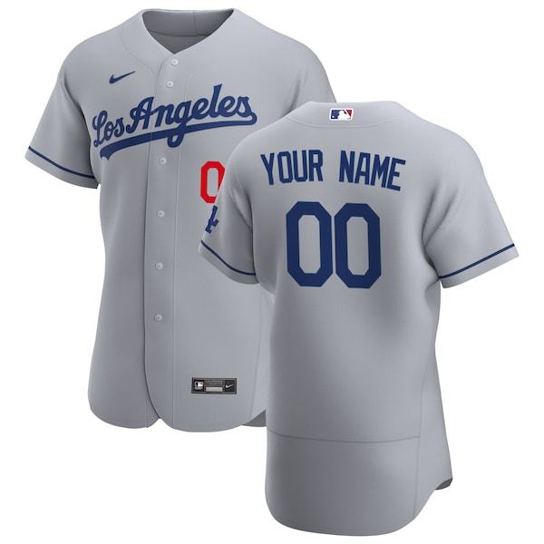 Los Angeles Dodgers Nike Road Authentic Custom Patch Jersey - Gray
