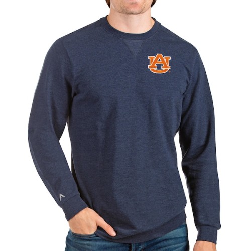 Auburn Tigers Antigua Reward Crewneck Pullover Sweatshirt - Heathered Navy