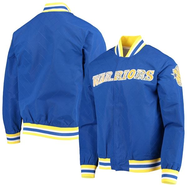Golden State Warriors Mitchell & Ness Hardwood Classics 75th Anniversary Authentic Warmup Full-Snap Jacket - Royal