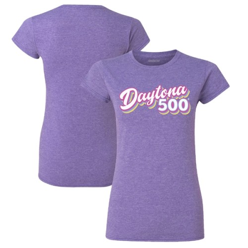 Daytona 500 Checkered Flag Women's Retro T-Shirt - Heathered Purple