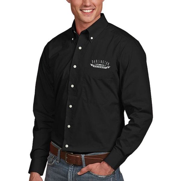 Darlington Raceway Antigua Dynasty Woven Button-Down Long Sleeve Shirt - Black