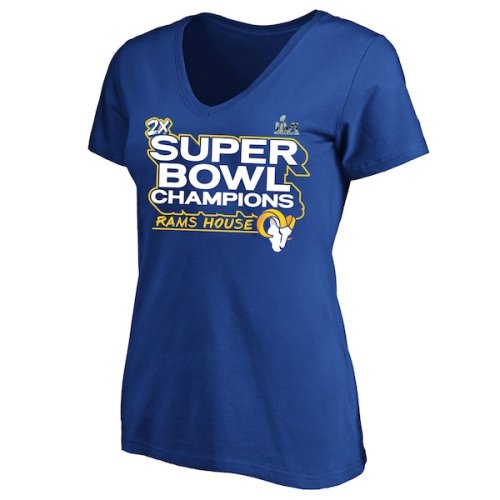 Los Angeles Rams Fanatics Branded Women's Super Bowl LVI Champions Parade V-Neck Plus Size T-Shirt - Royal