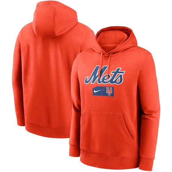 New York Mets Nike Team Lettering Club Pullover Hoodie - Orange