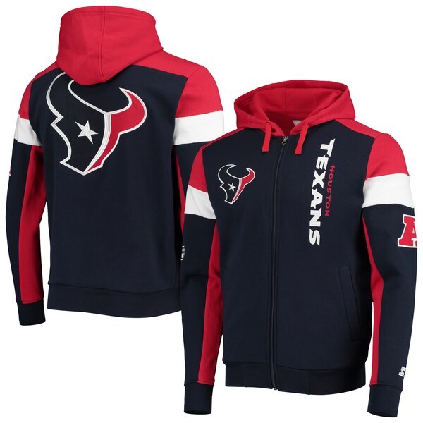 Houston Texans Starter Logo Extreme Full-Zip Hoodie - Navy/Red