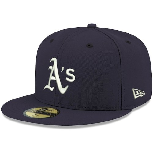 Oakland Athletics New Era Logo White 59FIFTY Fitted Hat - Navy
