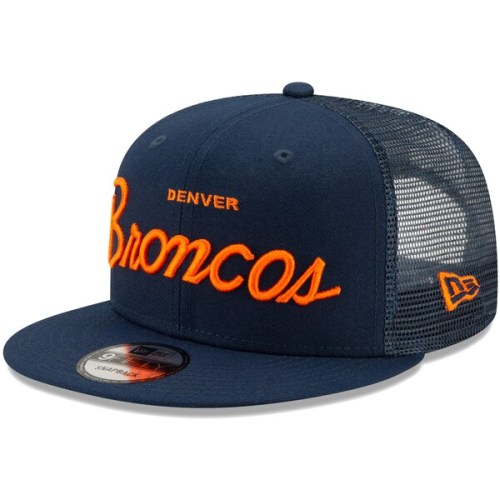Denver Broncos New Era Script Trucker 9FIFTY Snapback Hat - Navy