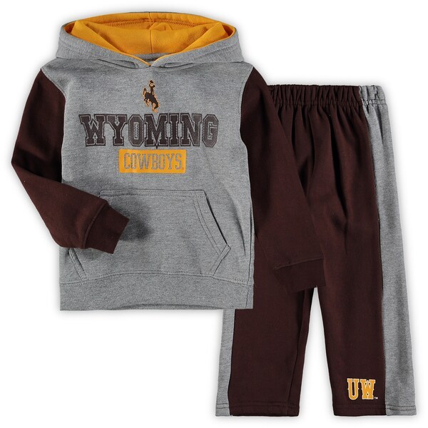 Wyoming Cowboys Colosseum Toddler Back To School Fleece Hoodie And Pant Set - Heathered Gray/Brown