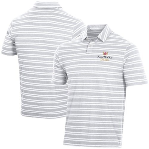 Kentucky Derby Under Armour Icon Logo Charged Cotton Stripe Polo - White