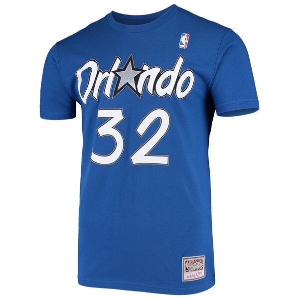 Shaquille O'Neal Orlando Magic Mitchell & Ness Hardwood Classics Stitch Name & Number T-Shirt - Blue