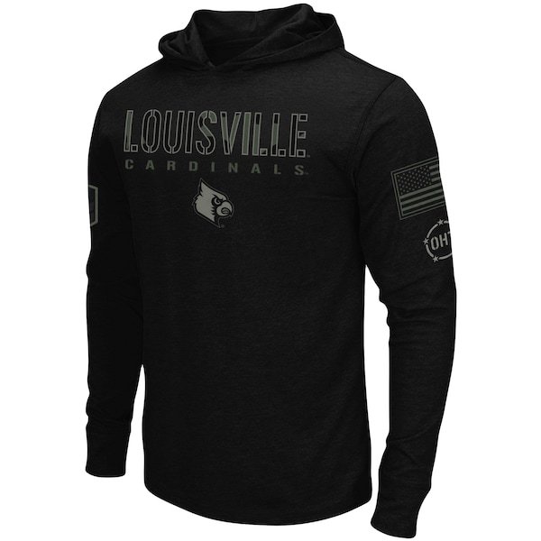 Louisville Cardinals Colosseum OHT Military Appreciation Hoodie Long Sleeve T-Shirt - Black