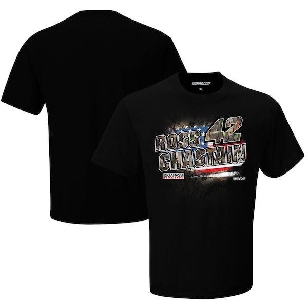 Ross Chastain Checkered Flag Camo Patriotic T-Shirt - Black