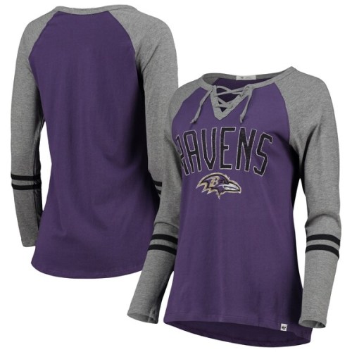 Baltimore Ravens '47 Women's Arch Out Frankie Raglan Long Sleeve Notch Neck T-Shirt - Purple