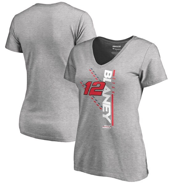 Ryan Blaney Fanatics Branded Women's NASCAR Track Bar V-Neck T-Shirt - Heathered Gray