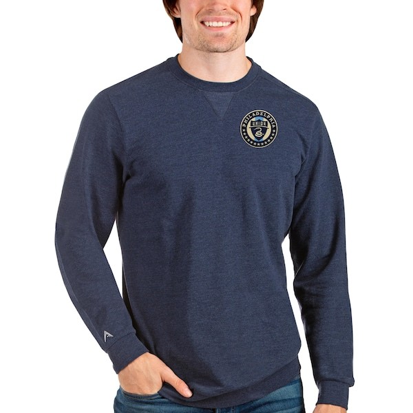 Philadelphia Union Antigua Reward Crewneck Pullover Sweatshirt - Heathered Navy
