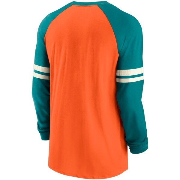 Miami Dolphins Nike Throwback Performance Raglan Long Sleeve T-Shirt - Orange/Aqua