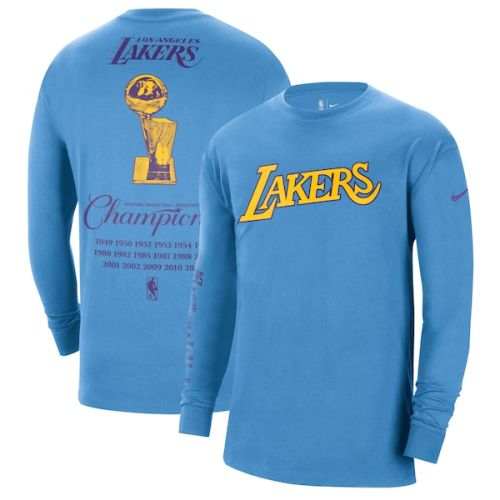 Los Angeles Lakers Nike 2021/22 City Edition Courtside Heavyweight Moments Long Sleeve T-Shirt - Powder Blue